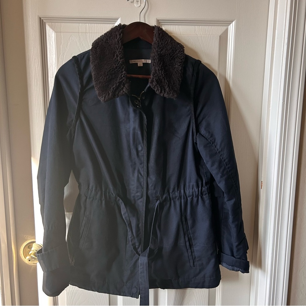 GAP Navy Blue Utility Field Jacket with Faux Fur Collar, Small